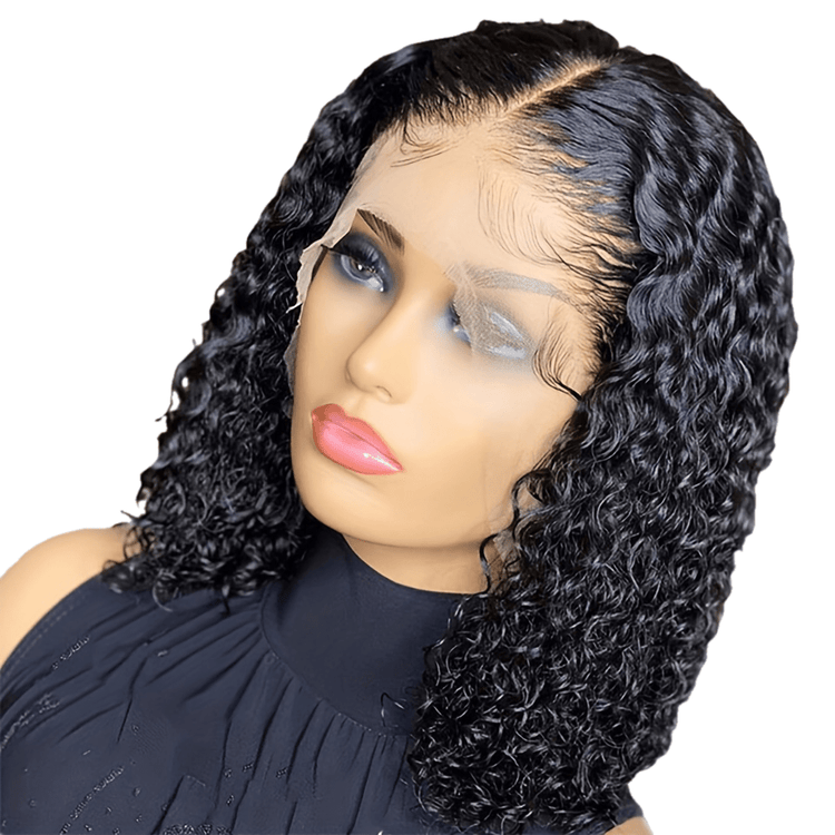 150% Density Water Wave Short Bob Wig 13x4x1 Middle T Part Lace Frontal Wig Pre Plucked Natural Hairline Cranberry Hair Remy Lace Front Human Hair Wigs For Women - Lena & Miles Exquisite Boutique LLC.