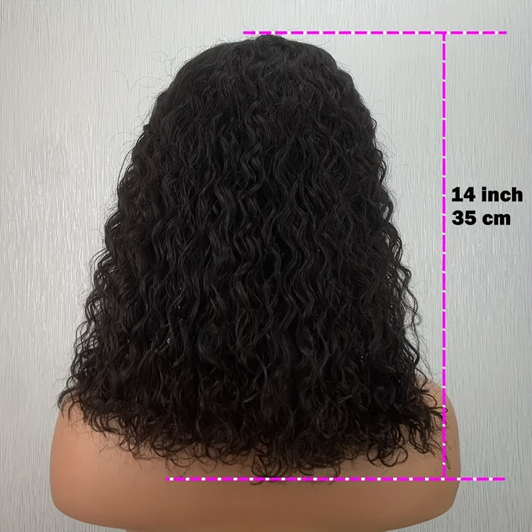 150% Density Water Wave Short Bob Wig 13x4x1 Middle T Part Lace Frontal Wig Pre Plucked Natural Hairline Cranberry Hair Remy Lace Front Human Hair Wigs For Women - Lena & Miles Exquisite Boutique LLC.