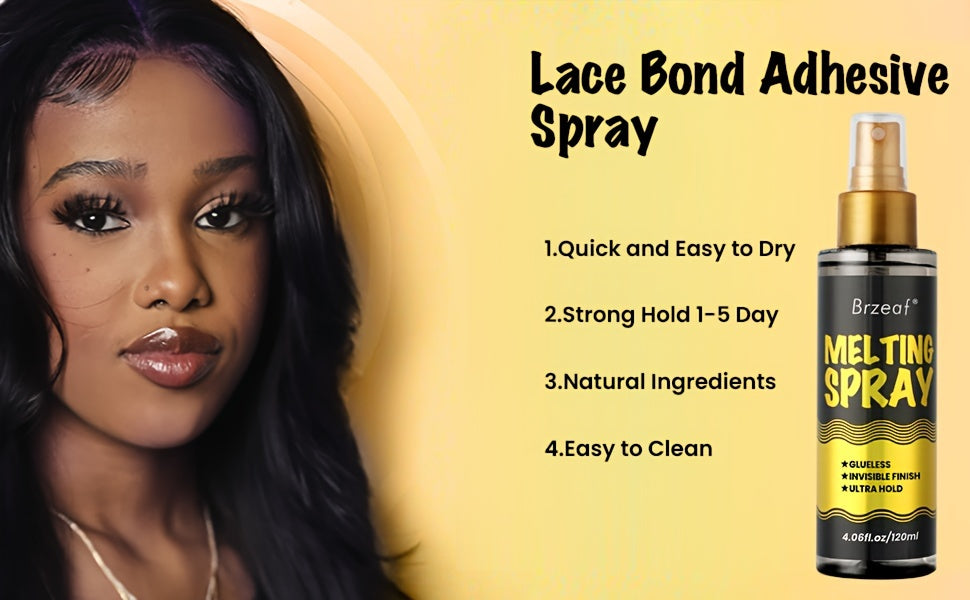 Extreme Hold 120ml Lace Melting Spray - Glueless, Strong Natural Finishing Hold, Dries Quickly - Wig Melting Spray & Hair Adhesive For Wigs - Lena & Miles Exquisite Boutique LLC.