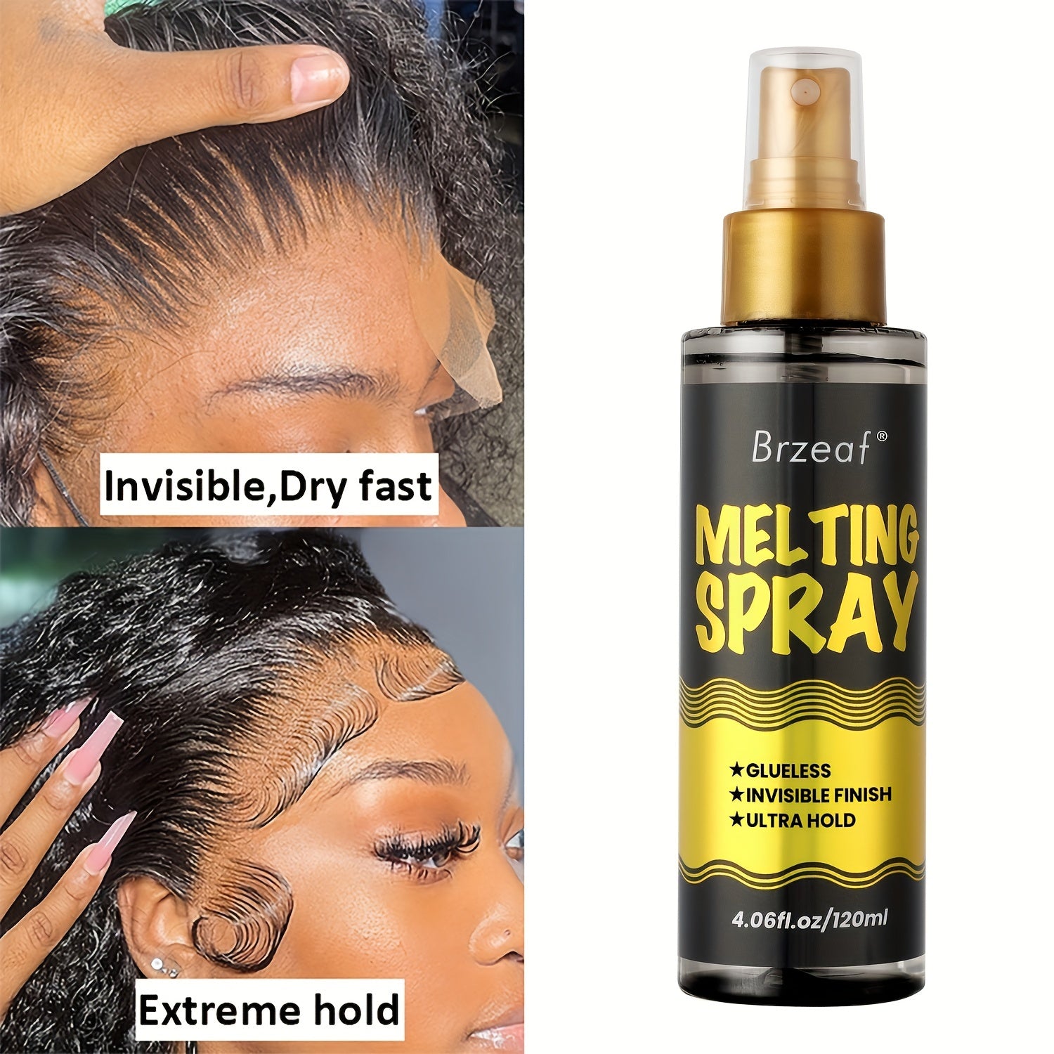 Extreme Hold 120ml Lace Melting Spray - Glueless, Strong Natural Finishing Hold, Dries Quickly - Wig Melting Spray & Hair Adhesive For Wigs - Lena & Miles Exquisite Boutique LLC.