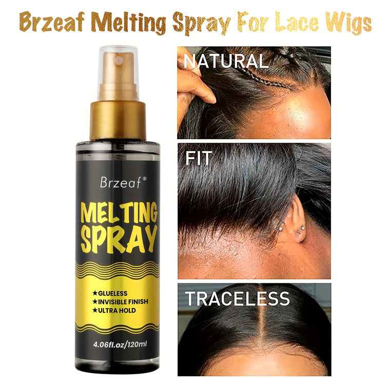 Extreme Hold 120ml Lace Melting Spray - Glueless, Strong Natural Finishing Hold, Dries Quickly - Wig Melting Spray & Hair Adhesive For Wigs - Lena & Miles Exquisite Boutique LLC.