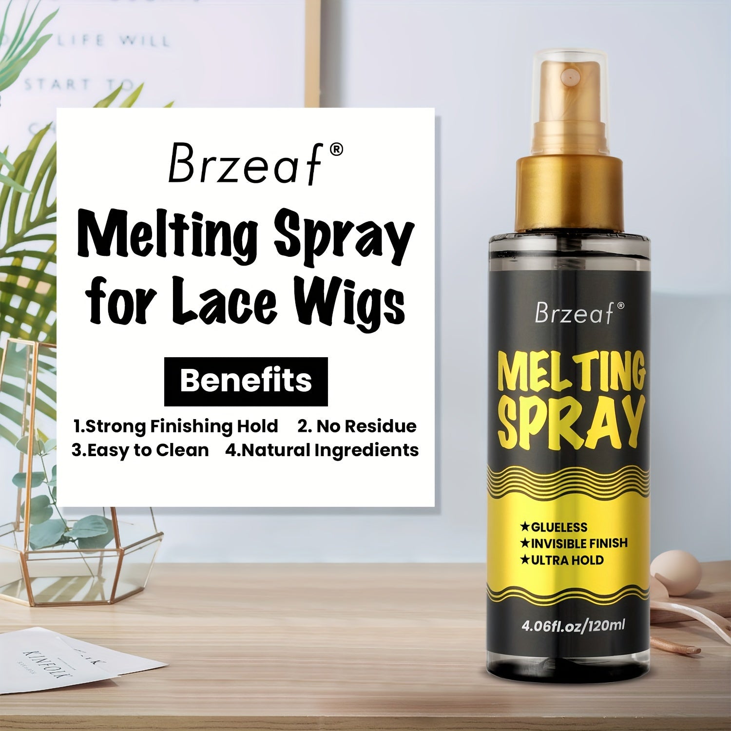 Extreme Hold 120ml Lace Melting Spray - Glueless, Strong Natural Finishing Hold, Dries Quickly - Wig Melting Spray & Hair Adhesive For Wigs - Lena & Miles Exquisite Boutique LLC.