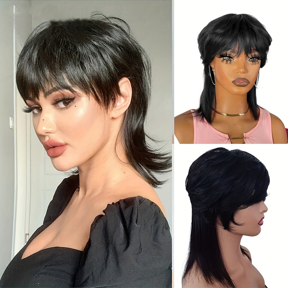 Short Pixie Cut Synthetic Wigs With Bangs For Women COS WIG Mullet Wig Fashionable For Daily Use Party - Lena & Miles Exquisite Boutique LLC.