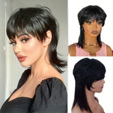 Short Pixie Cut Synthetic Wigs With Bangs For Women COS WIG Mullet Wig Fashionable For Daily Use Party - Lena & Miles Exquisite Boutique LLC.