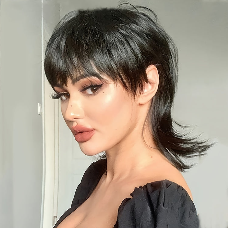 Short Pixie Cut Synthetic Wigs With Bangs For Women COS WIG Mullet Wig Fashionable For Daily Use Party - Lena & Miles Exquisite Boutique LLC.