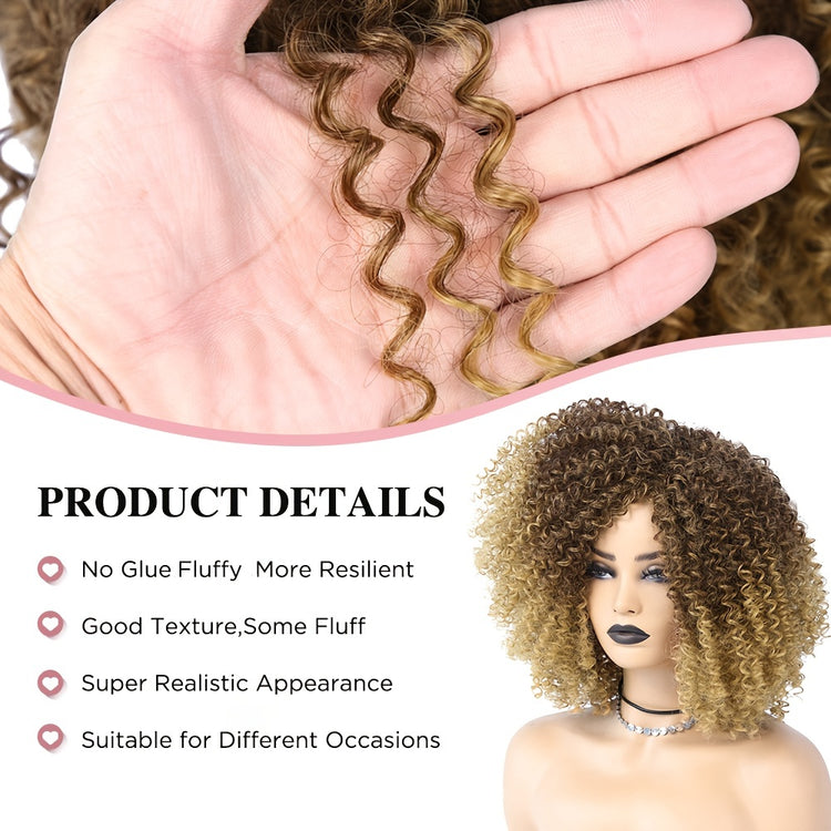 Afro Kinky Curly Wigs Short Afro Kinky Curly Wigs For Women Synthetic Heat Resistant Hair Replacement Wig For Cosplay Party Daily Use - Lena & Miles Exquisite Boutique LLC.