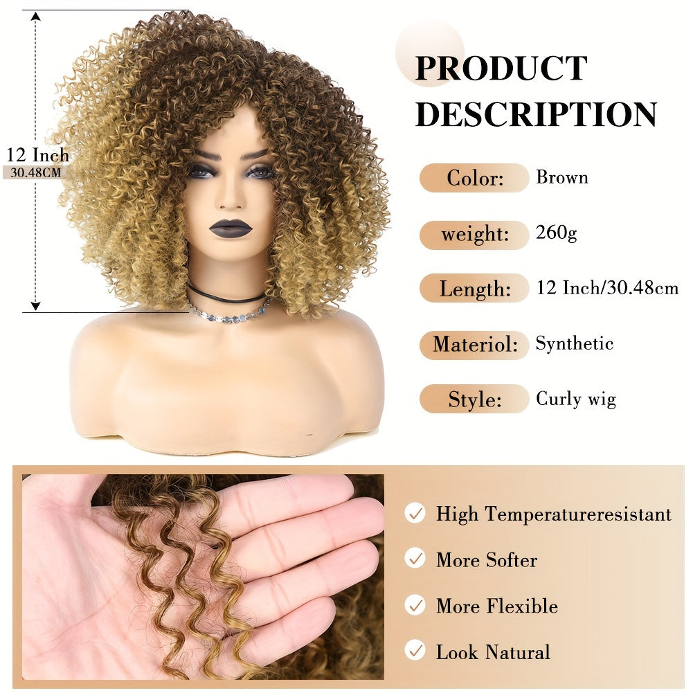 Afro Kinky Curly Wigs Short Afro Kinky Curly Wigs For Women Synthetic Heat Resistant Hair Replacement Wig For Cosplay Party Daily Use - Lena & Miles Exquisite Boutique LLC.