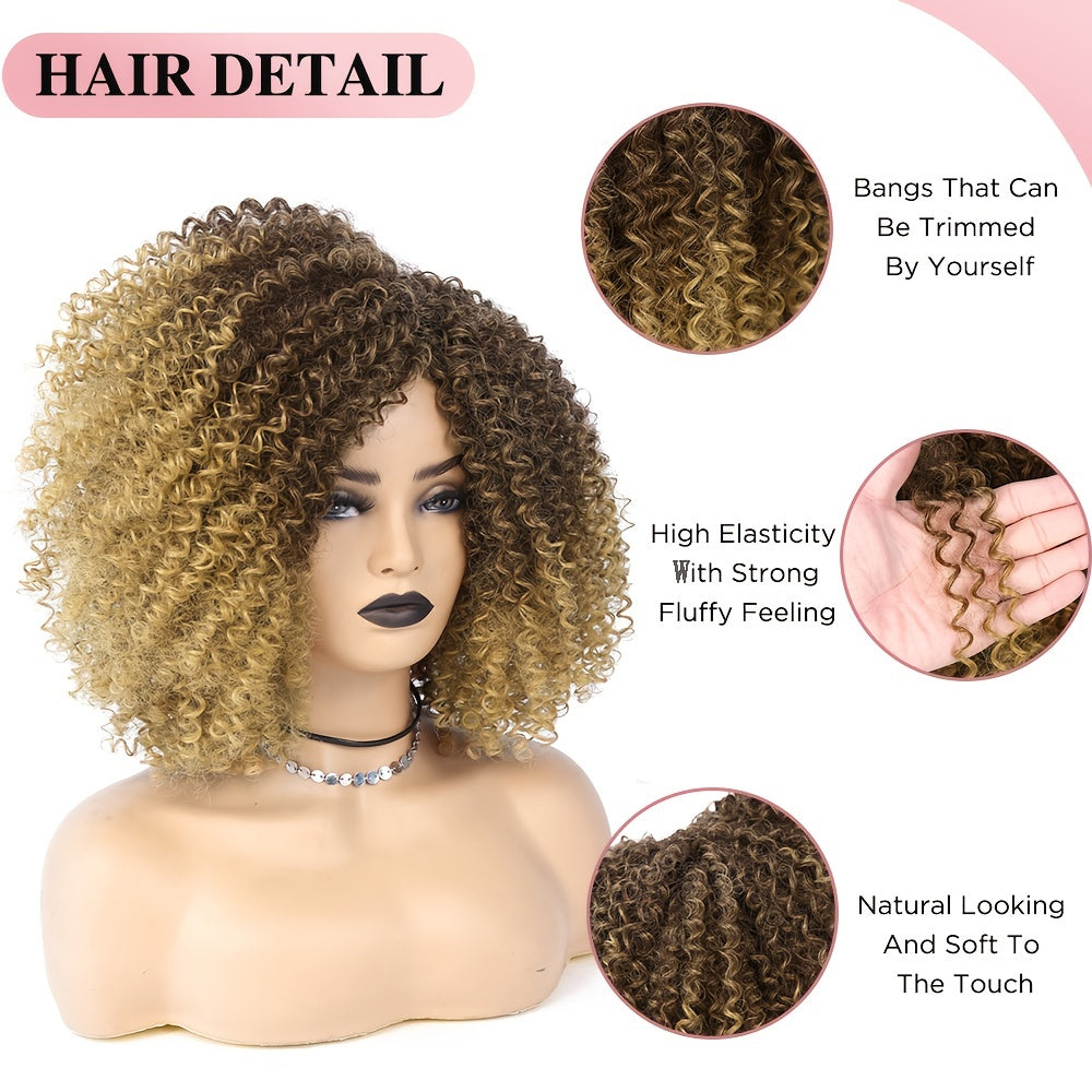 Afro Kinky Curly Wigs Short Afro Kinky Curly Wigs For Women Synthetic Heat Resistant Hair Replacement Wig For Cosplay Party Daily Use - Lena & Miles Exquisite Boutique LLC.