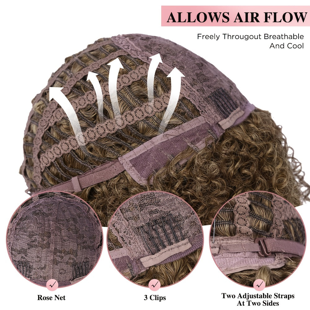 Afro Kinky Curly Wigs Short Afro Kinky Curly Wigs For Women Synthetic Heat Resistant Hair Replacement Wig For Cosplay Party Daily Use - Lena & Miles Exquisite Boutique LLC.