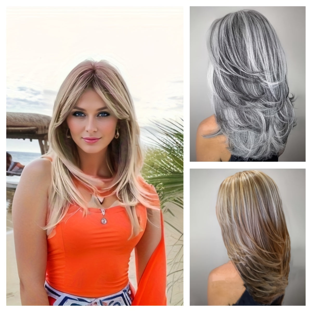Luxurious Long Blonde Wigs with Highlights - Soft, Layered, Wavy, and Natural-Looking Synthetic Hair for Women - Perfect for Daily Use and Party Events - Lena & Miles Exquisite Boutique LLC.