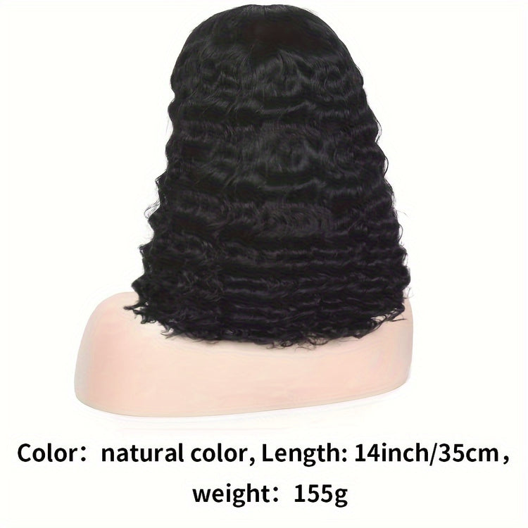 13x4 Deep Wave Curly Bob Wig Human Hair Lace Frontal Wigs 150 Density Glueless Wigs Water Wave Wig 10-16inch - Lena & Miles Exquisite Boutique LLC.