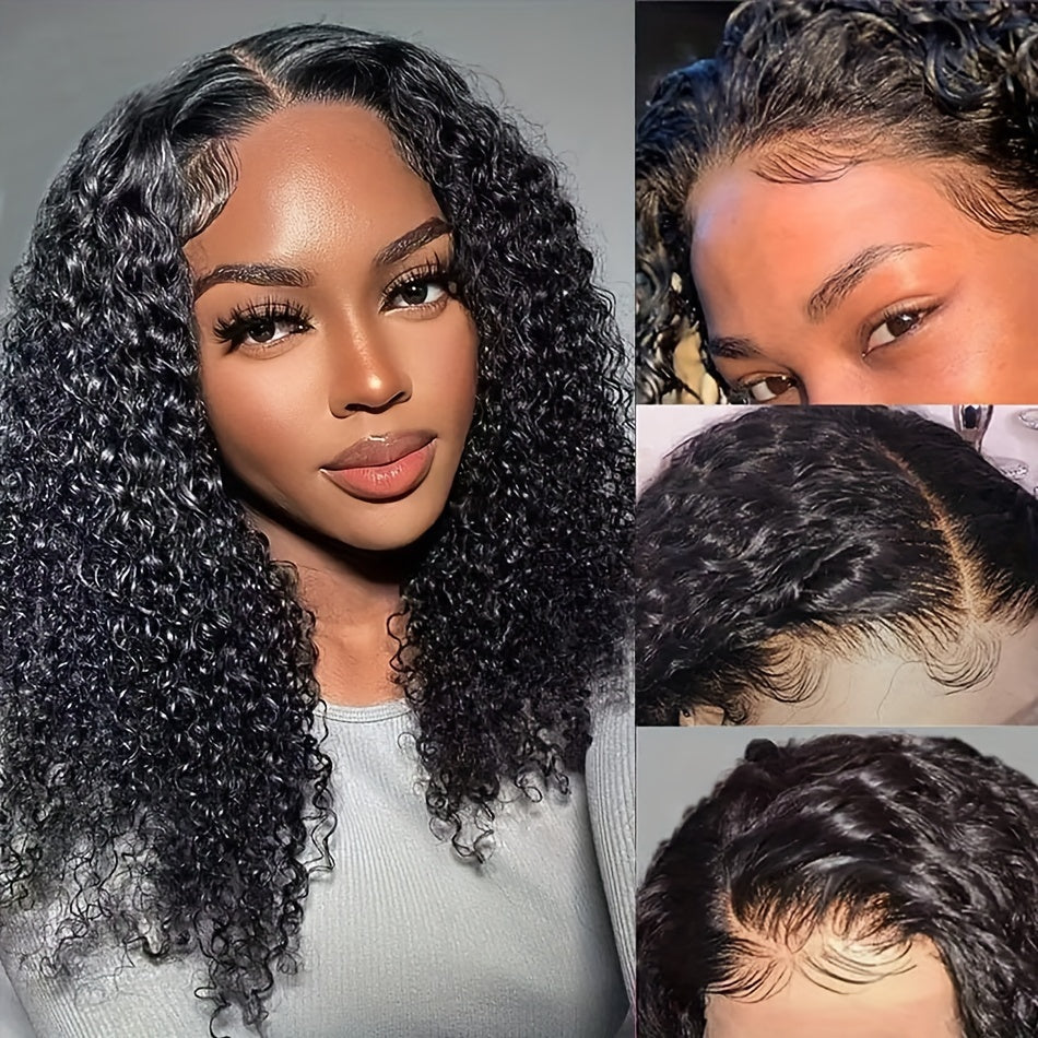 13x4 Deep Wave Curly Bob Wig Human Hair Lace Frontal Wigs 150 Density Glueless Wigs Water Wave Wig 10-16inch - Lena & Miles Exquisite Boutique LLC.