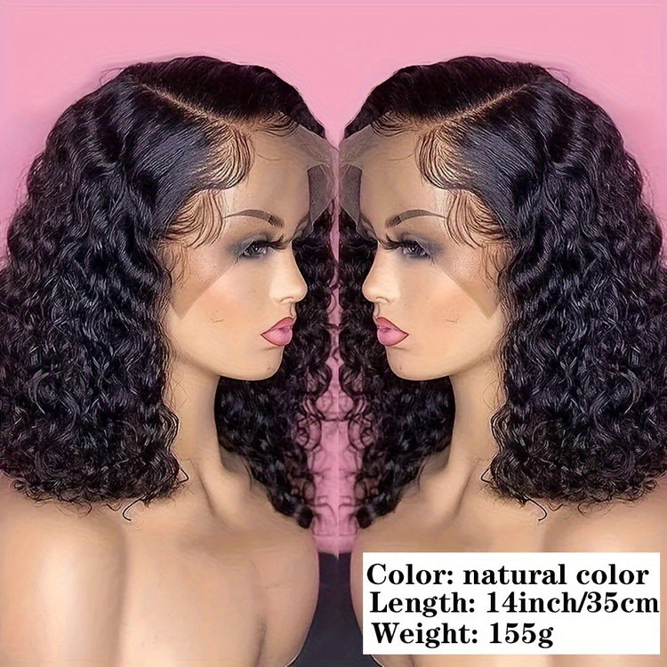 13x4 Deep Wave Curly Bob Wig Human Hair Lace Frontal Wigs 150 Density Glueless Wigs Water Wave Wig 10-16inch - Lena & Miles Exquisite Boutique LLC.