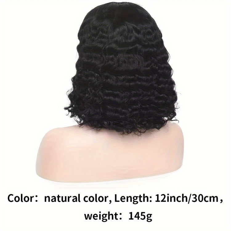 13x4 Deep Wave Curly Bob Wig Human Hair Lace Frontal Wigs 150 Density Glueless Wigs Water Wave Wig 10-16inch - Lena & Miles Exquisite Boutique LLC.