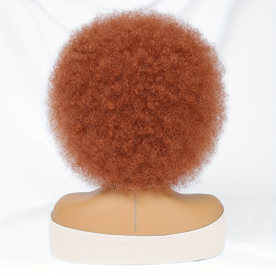 Short Afro Wigs For Women Blonde 10 Inch Afro Curly Wig With Bangs 70s Large Bouncy Soft Synthetic Female Wigs For Party Cosplay - Lena & Miles Exquisite Boutique LLC.
