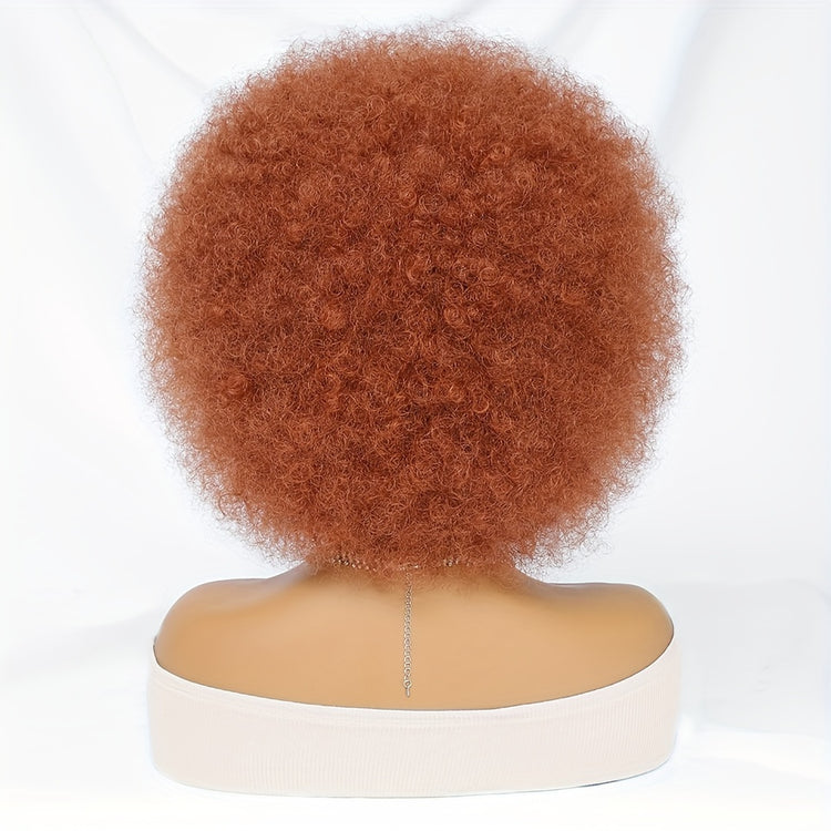 Short Afro Wigs For Women Blonde 10 Inch Afro Curly Wig With Bangs 70s Large Bouncy Soft Synthetic Female Wigs For Party Cosplay - Lena & Miles Exquisite Boutique LLC.