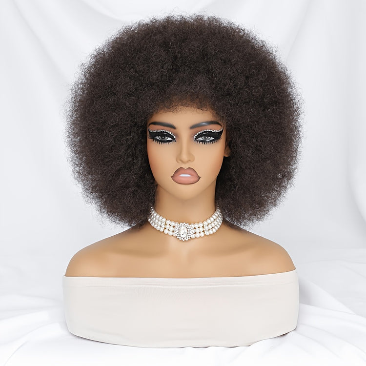 Short Afro Wigs For Women Blonde 10 Inch Afro Curly Wig With Bangs 70s Large Bouncy Soft Synthetic Female Wigs For Party Cosplay - Lena & Miles Exquisite Boutique LLC.