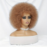 Short Afro Wigs For Women Blonde 10 Inch Afro Curly Wig With Bangs 70s Large Bouncy Soft Synthetic Female Wigs For Party Cosplay - Lena & Miles Exquisite Boutique LLC.