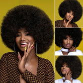 Short Afro Wigs For Women Blonde 10 Inch Afro Curly Wig With Bangs 70s Large Bouncy Soft Synthetic Female Wigs For Party Cosplay - Lena & Miles Exquisite Boutique LLC.
