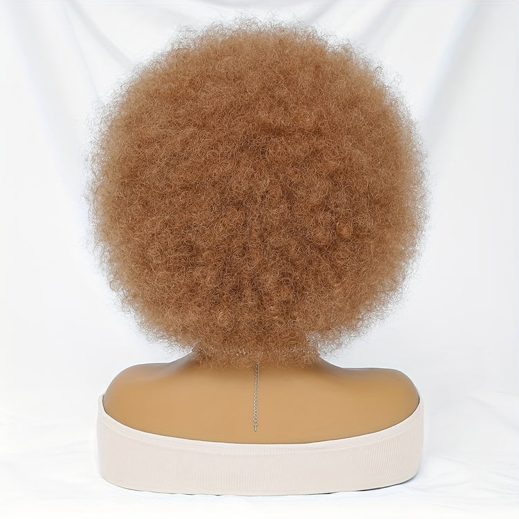 Short Afro Wigs For Women Blonde 10 Inch Afro Curly Wig With Bangs 70s Large Bouncy Soft Synthetic Female Wigs For Party Cosplay - Lena & Miles Exquisite Boutique LLC.