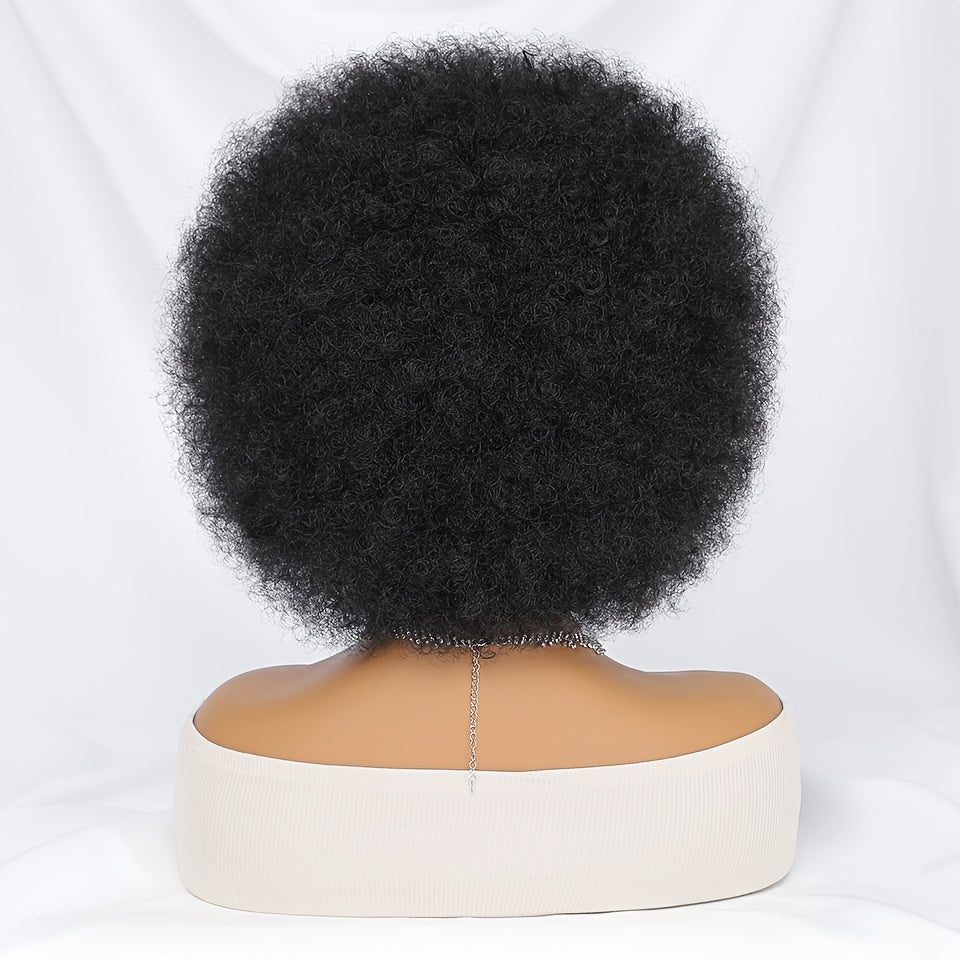Short Afro Wigs For Women Blonde 10 Inch Afro Curly Wig With Bangs 70s Large Bouncy Soft Synthetic Female Wigs For Party Cosplay - Lena & Miles Exquisite Boutique LLC.