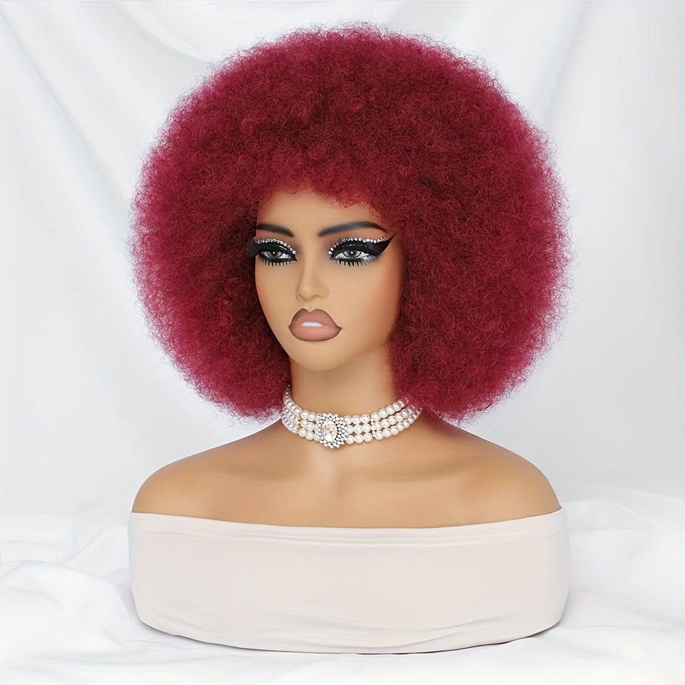 Short Afro Wigs For Women Blonde 10 Inch Afro Curly Wig With Bangs 70s Large Bouncy Soft Synthetic Female Wigs For Party Cosplay - Lena & Miles Exquisite Boutique LLC.