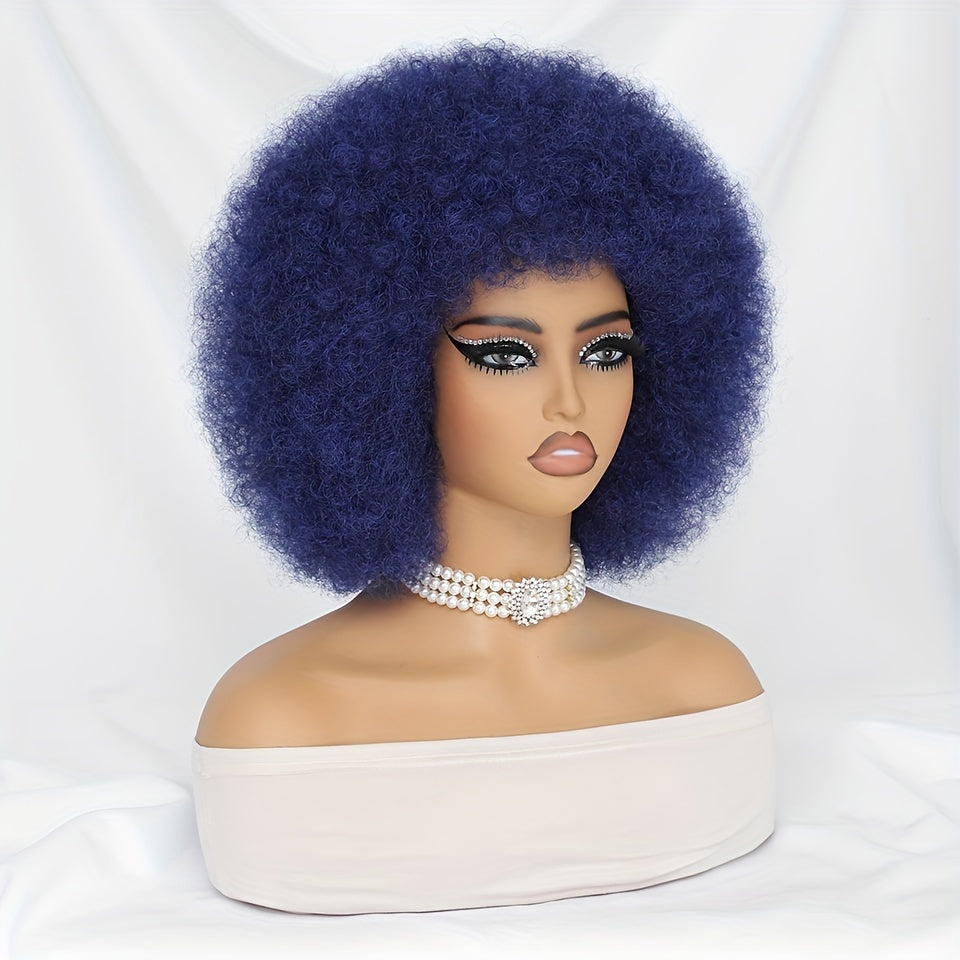 Short Afro Wigs For Women Blonde 10 Inch Afro Curly Wig With Bangs 70s Large Bouncy Soft Synthetic Female Wigs For Party Cosplay - Lena & Miles Exquisite Boutique LLC.