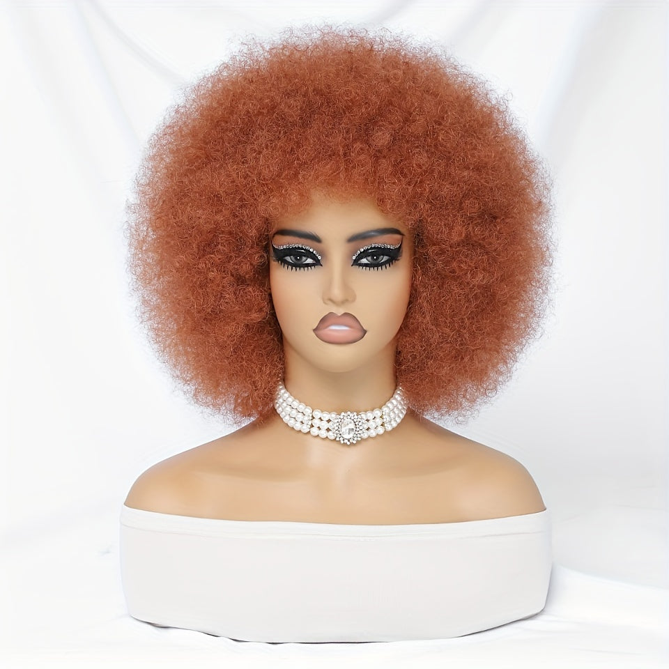 Short Afro Wigs For Women Blonde 10 Inch Afro Curly Wig With Bangs 70s Large Bouncy Soft Synthetic Female Wigs For Party Cosplay - Lena & Miles Exquisite Boutique LLC.