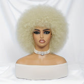 Short Afro Wigs For Women Blonde 10 Inch Afro Curly Wig With Bangs 70s Large Bouncy Soft Synthetic Female Wigs For Party Cosplay - Lena & Miles Exquisite Boutique LLC.