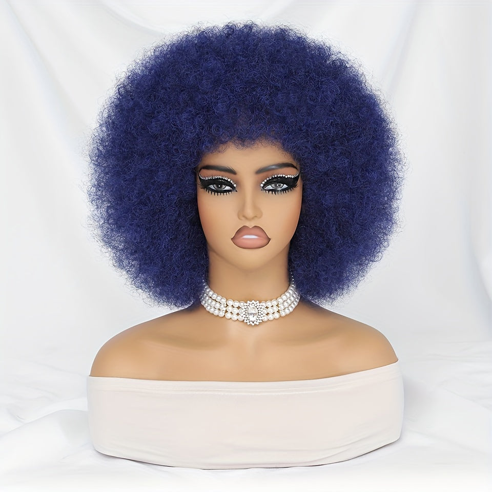 Short Afro Wigs For Women Blonde 10 Inch Afro Curly Wig With Bangs 70s Large Bouncy Soft Synthetic Female Wigs For Party Cosplay - Lena & Miles Exquisite Boutique LLC.