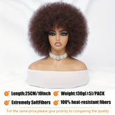 Short Afro Wigs For Women Blonde 10 Inch Afro Curly Wig With Bangs 70s Large Bouncy Soft Synthetic Female Wigs For Party Cosplay - Lena & Miles Exquisite Boutique LLC.