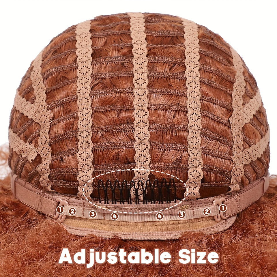 Short Afro Wigs For Women Blonde 10 Inch Afro Curly Wig With Bangs 70s Large Bouncy Soft Synthetic Female Wigs For Party Cosplay - Lena & Miles Exquisite Boutique LLC.