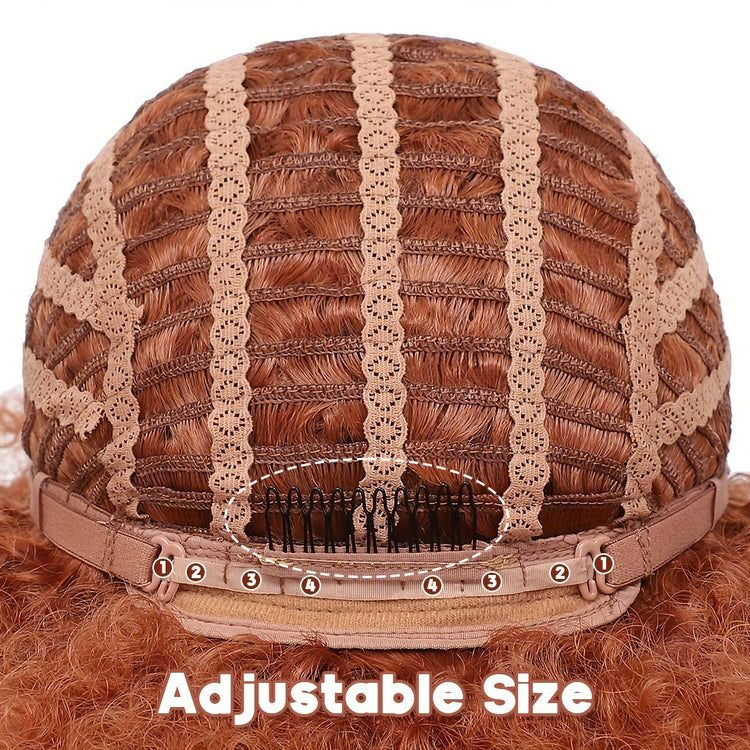 Short Afro Wigs For Women Blonde 10 Inch Afro Curly Wig With Bangs 70s Large Bouncy Soft Synthetic Female Wigs For Party Cosplay - Lena & Miles Exquisite Boutique LLC.