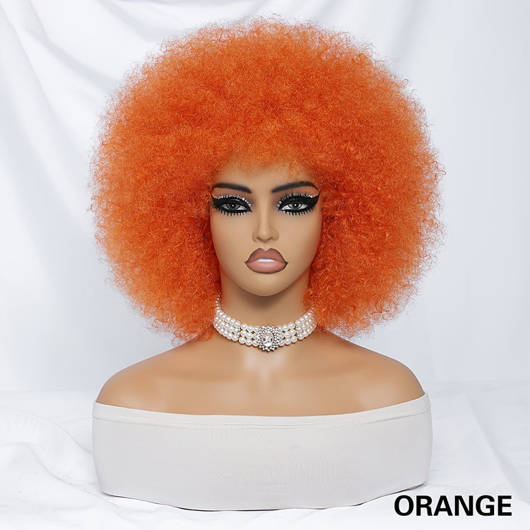 Short Afro Wigs For Women Blonde 10 Inch Afro Curly Wig With Bangs 70s Large Bouncy Soft Synthetic Female Wigs For Party Cosplay - Lena & Miles Exquisite Boutique LLC.
