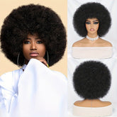 Short Afro Wigs For Women Blonde 10 Inch Afro Curly Wig With Bangs 70s Large Bouncy Soft Synthetic Female Wigs For Party Cosplay - Lena & Miles Exquisite Boutique LLC.