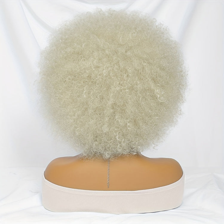 Short Afro Wigs For Women Blonde 10 Inch Afro Curly Wig With Bangs 70s Large Bouncy Soft Synthetic Female Wigs For Party Cosplay - Lena & Miles Exquisite Boutique LLC.