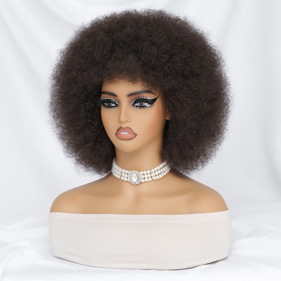 Short Afro Wigs For Women Blonde 10 Inch Afro Curly Wig With Bangs 70s Large Bouncy Soft Synthetic Female Wigs For Party Cosplay - Lena & Miles Exquisite Boutique LLC.
