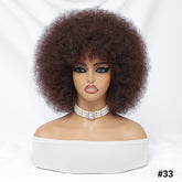 Short Afro Wigs For Women Blonde 10 Inch Afro Curly Wig With Bangs 70s Large Bouncy Soft Synthetic Female Wigs For Party Cosplay - Lena & Miles Exquisite Boutique LLC.