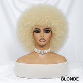 Short Afro Wigs For Women Blonde 10 Inch Afro Curly Wig With Bangs 70s Large Bouncy Soft Synthetic Female Wigs For Party Cosplay - Lena & Miles Exquisite Boutique LLC.