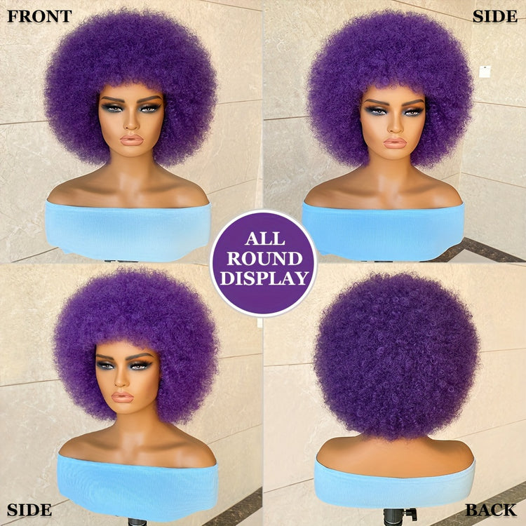 Short Afro Wigs For Women Blonde 10 Inch Afro Curly Wig With Bangs 70s Large Bouncy Soft Synthetic Female Wigs For Party Cosplay - Lena & Miles Exquisite Boutique LLC.