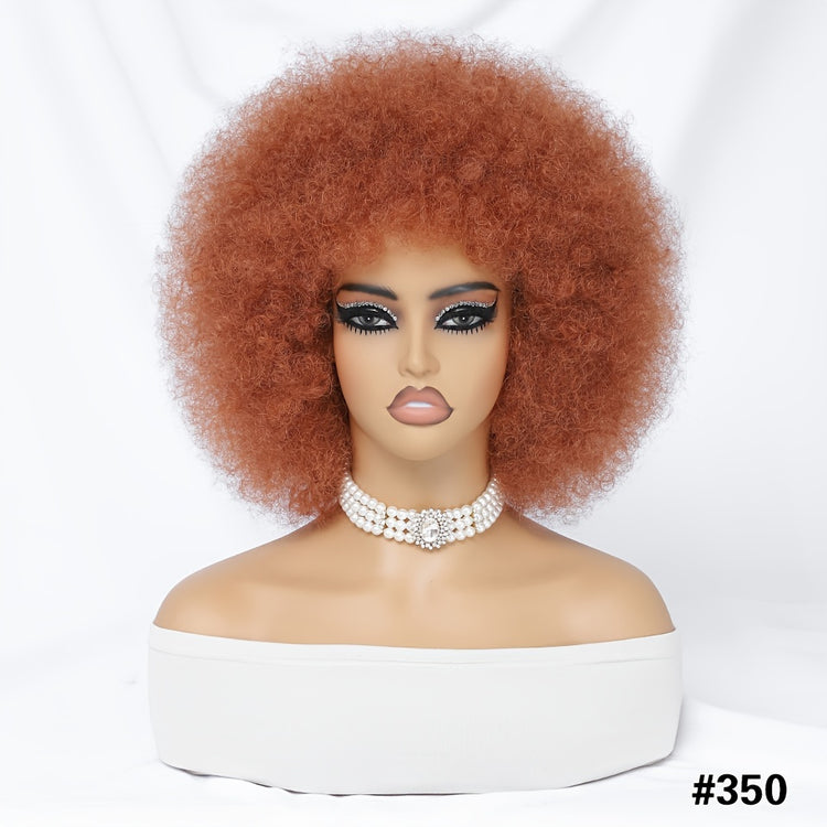 Short Afro Wigs For Women Blonde 10 Inch Afro Curly Wig With Bangs 70s Large Bouncy Soft Synthetic Female Wigs For Party Cosplay - Lena & Miles Exquisite Boutique LLC.