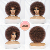 Short Afro Wigs For Women Blonde 10 Inch Afro Curly Wig With Bangs 70s Large Bouncy Soft Synthetic Female Wigs For Party Cosplay - Lena & Miles Exquisite Boutique LLC.