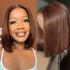 12A Double Drawn 210% Density Bone Straight Hair Bob Wig 13x4 Lace Front Wig 10-16 Inches Chocolate Brown Human Hair Wig - Lena & Miles Exquisite Boutique LLC.