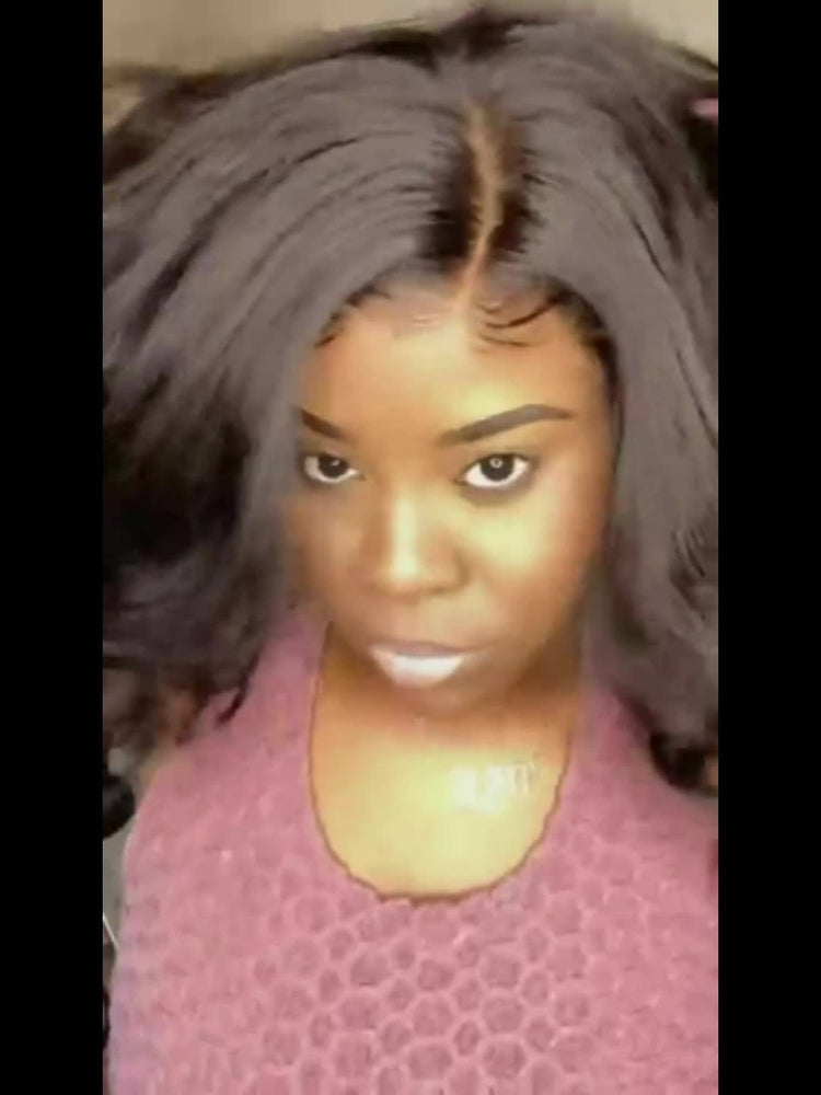 Black Gray Loose Wave Curly Hair Wigs Synthetic T Part Lace Front Wigs Bob Body Wave Wigs For Woman Heat Resistant Fiber Wigs - Lena & Miles Exquisite Boutique LLC.