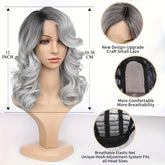 Black Gray Loose Wave Curly Hair Wigs Synthetic T Part Lace Front Wigs Bob Body Wave Wigs For Woman Heat Resistant Fiber Wigs - Lena & Miles Exquisite Boutique LLC.