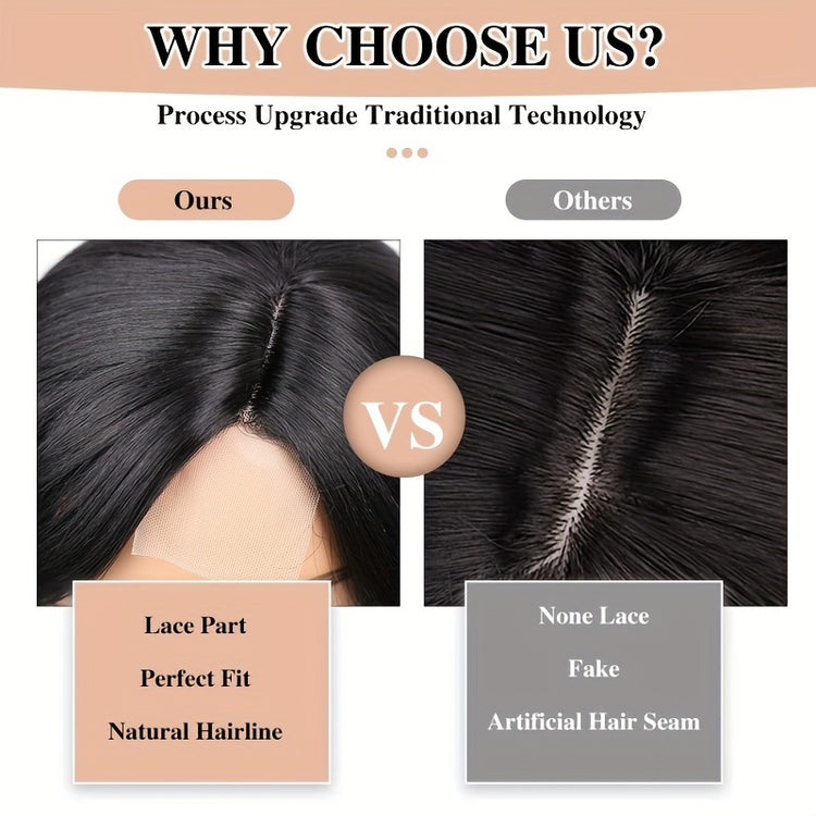 Black Gray Loose Wave Curly Hair Wigs Synthetic T Part Lace Front Wigs Bob Body Wave Wigs For Woman Heat Resistant Fiber Wigs - Lena & Miles Exquisite Boutique LLC.