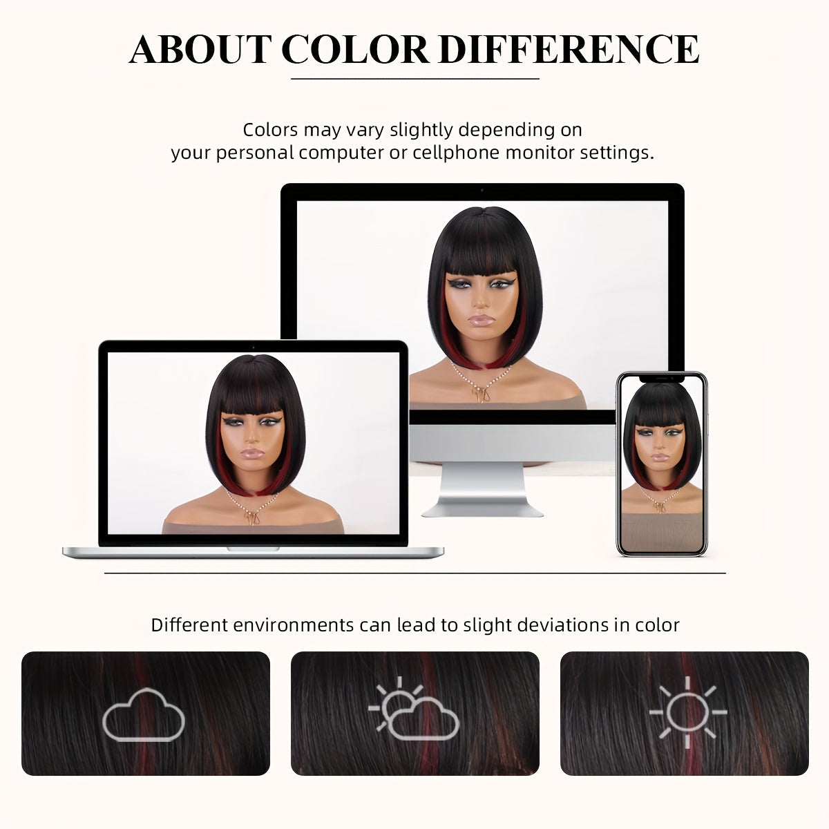 Bob Wig With Bangs - 12 Inch Black Mix Burgundy Wine-Red Blunt Cut Bob Wigs For Women, Highlight Short Straight Synthetic Daily Use Wigs - Lena & Miles Exquisite Boutique LLC.