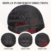 Bob Wig With Bangs - 12 Inch Black Mix Burgundy Wine-Red Blunt Cut Bob Wigs For Women, Highlight Short Straight Synthetic Daily Use Wigs - Lena & Miles Exquisite Boutique LLC.