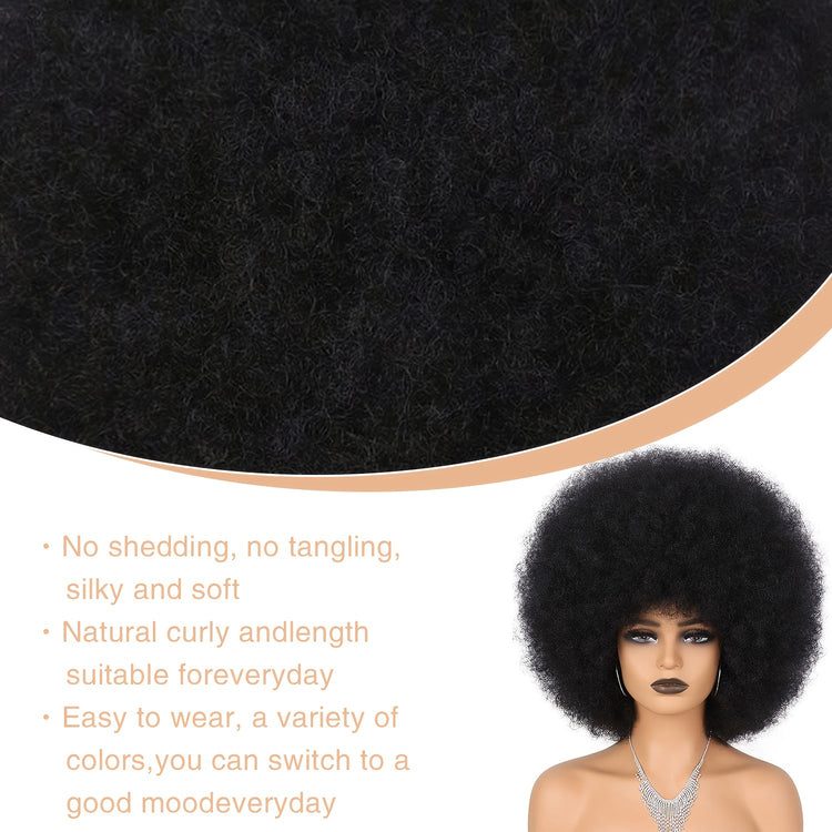 Short Curly Afro Wig 70s Bouncy Huge Fluffy Puf - Lena & Miles Exquisite Boutique LLC.