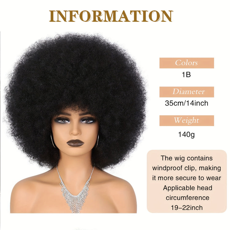 Short Curly Afro Wig 70s Bouncy Huge Fluffy Puf - Lena & Miles Exquisite Boutique LLC.